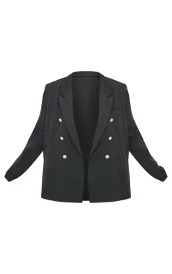 Plus Military Button Detail Blazer-PrettyLittleThing Clearance