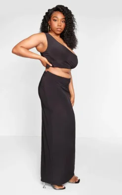 Plus One Shoulder Ring Detail Cut Out Maxi Dress-PrettyLittleThing New