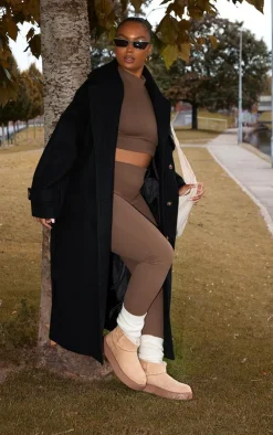 PrettyLittleThing Christmas Shop*Plus Oversized Double Breasted Military Trim Coat