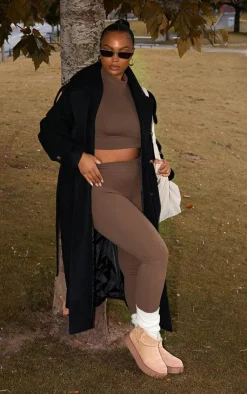 PrettyLittleThing Christmas Shop*Plus Oversized Double Breasted Military Trim Coat
