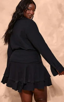 Plus Oversized Shirt Frill Detail Shift Dress-PrettyLittleThing Outlet
