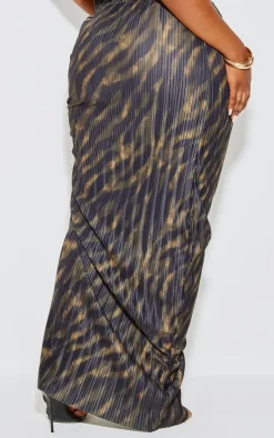 Sale PrettyLittleThing Plus Plisse Knot Front Maxi Skirt Black
