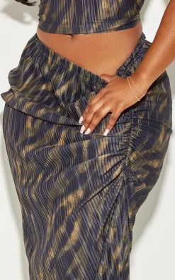 Sale PrettyLittleThing Plus Plisse Knot Front Maxi Skirt Black