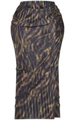 Sale PrettyLittleThing Plus Plisse Knot Front Maxi Skirt Black