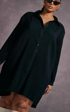 Plus Plisse Oversized Shirt Dress-PrettyLittleThing Best