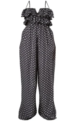 Plus Polka Dot Strappy Ruffle Wide Leg Jumpsuit-PrettyLittleThing Outlet
