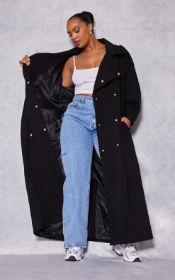 PrettyLittleThing Trench Coats*Plus Popper Detail Trench Coat