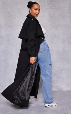 PrettyLittleThing Trench Coats*Plus Popper Detail Trench Coat