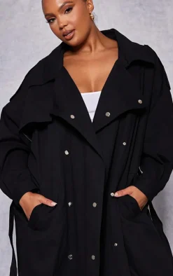 PrettyLittleThing Trench Coats*Plus Popper Detail Trench Coat