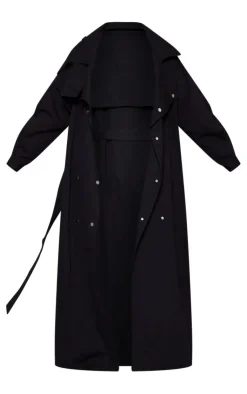 PrettyLittleThing Trench Coats*Plus Popper Detail Trench Coat