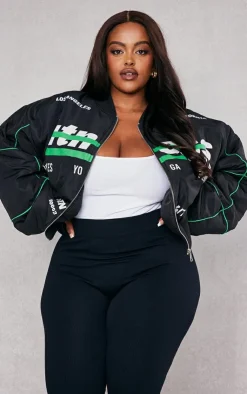 PrettyLittleThing Bomber Jackets*Plus Printed Nylon Bomber Jacket