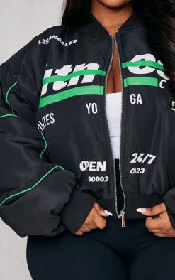 PrettyLittleThing Bomber Jackets*Plus Printed Nylon Bomber Jacket