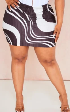 Plus Printed Plisse Micro Mini Skirt-PrettyLittleThing Discount