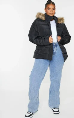 PrettyLittleThing Puffer Jackets*Plus Quilted Mara Faux Fur Hooded Puffer Jacket