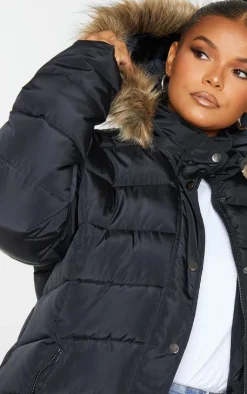PrettyLittleThing Puffer Jackets*Plus Quilted Mara Faux Fur Hooded Puffer Jacket