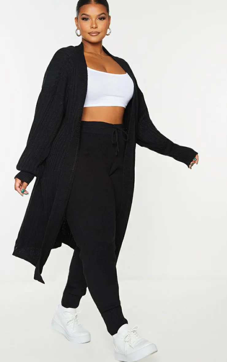 PrettyLittleThing Cardigans*Plus Ribbed Knit Midi Cardigan