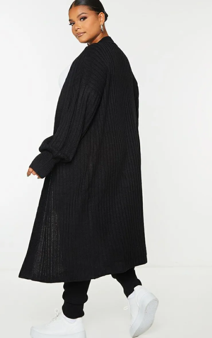 PrettyLittleThing Cardigans*Plus Ribbed Knit Midi Cardigan