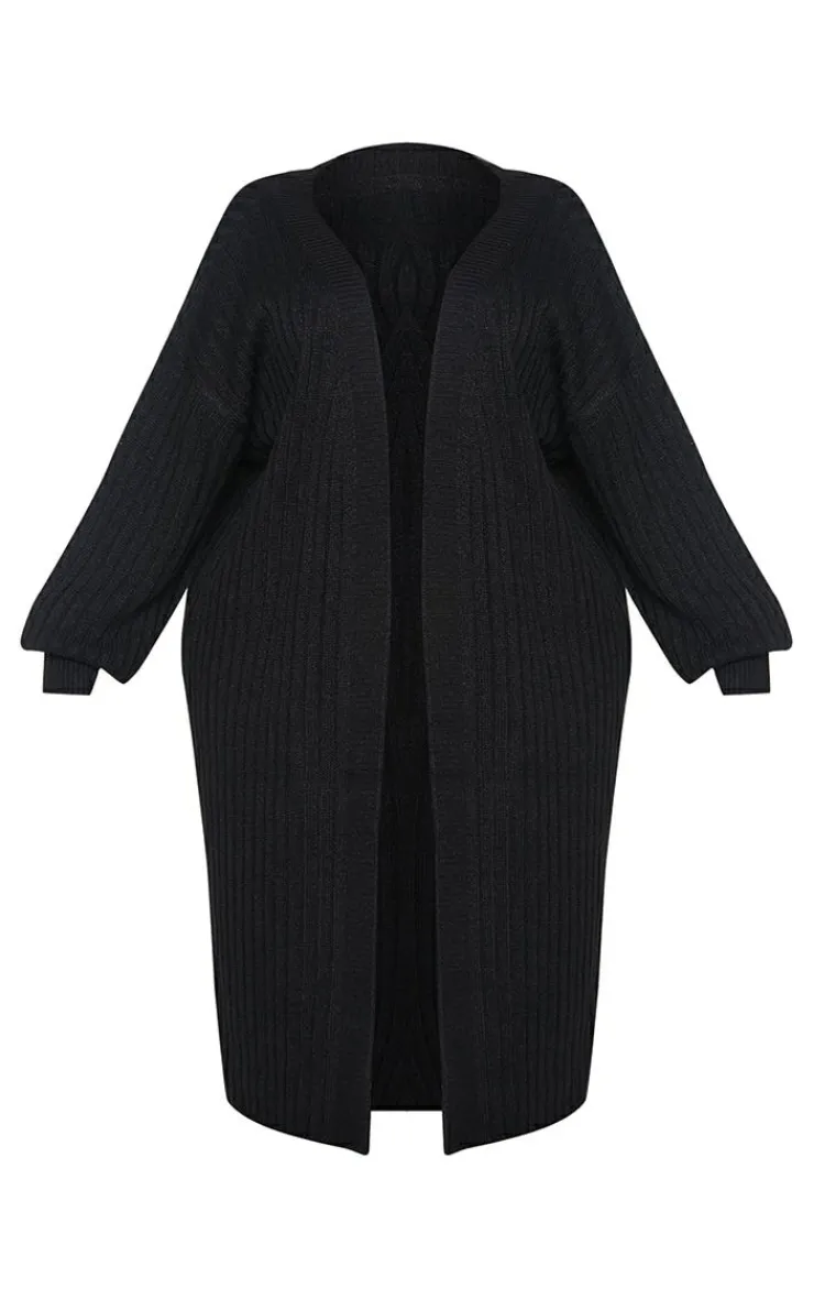 PrettyLittleThing Cardigans*Plus Ribbed Knit Midi Cardigan