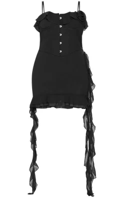Plus Rose Frill Detail Draped Mini Dress-PrettyLittleThing Online