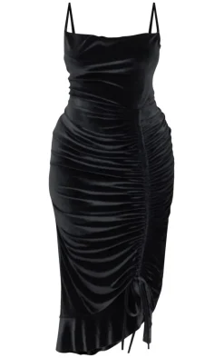 Plus Ruched Front Satin Midaxi Dress-PrettyLittleThing Discount