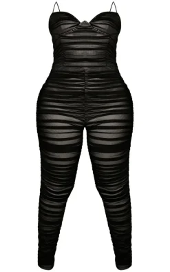 Plus Ruched Mesh Underwire Jumpsuit-PrettyLittleThing Outlet