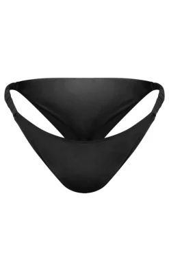 Plus Black Ruched Tanga Bikini Bottom