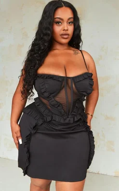 Plus Ruffle Detail Bodycon Dress-PrettyLittleThing New