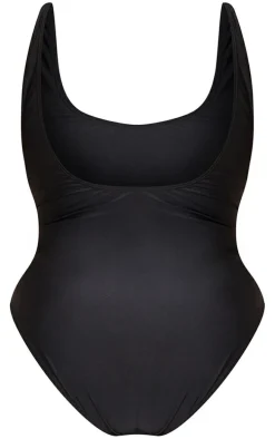 Plus Black Scoop Neck Swimsuit