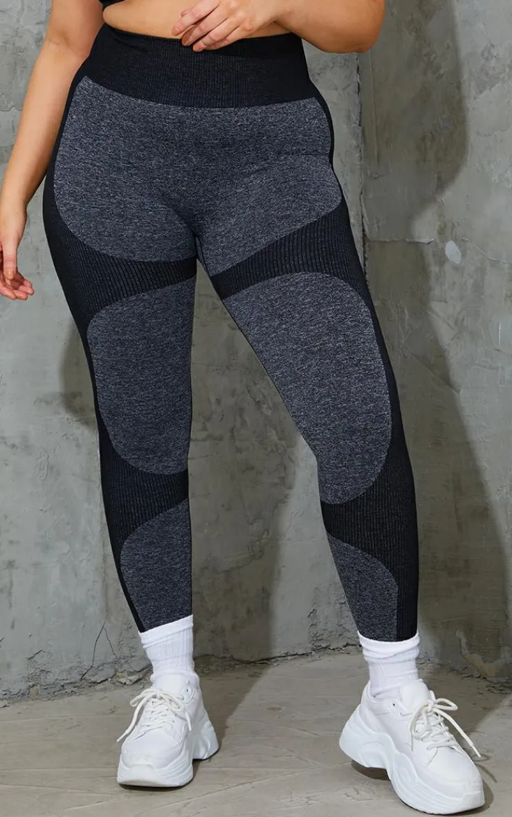 PrettyLittleThing Seamless Gym Wear*Plus Seamless 2 Tone Contour Leggings
