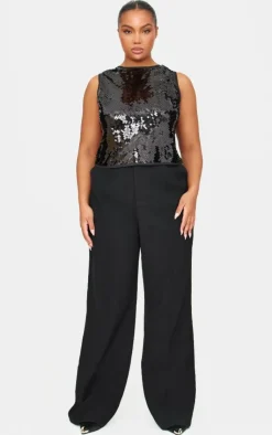 PrettyLittleThing Christmas Party Outfits*Plus Sequin Sleeveless Long Top