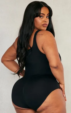 Plus Black Shapewear Elasticated Waist Bodysuit