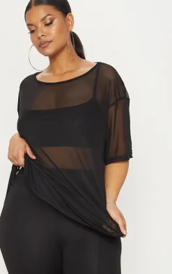 Plus Sheer Mesh Oversized T-Shirt-PrettyLittleThing Online