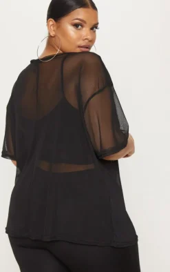 Plus Sheer Mesh Oversized T-Shirt-PrettyLittleThing Online