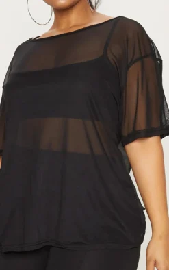 Plus Sheer Mesh Oversized T-Shirt-PrettyLittleThing Online