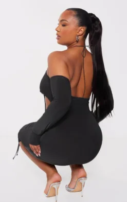 Plus Slinky Ruched Cut Out Midi Dress-PrettyLittleThing Hot