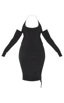 Plus Slinky Ruched Cut Out Midi Dress-PrettyLittleThing Hot