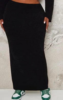 Clearance PrettyLittleThing Plus Soft Textured Knit Maxi Skirt Black