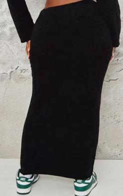 Clearance PrettyLittleThing Plus Soft Textured Knit Maxi Skirt Black