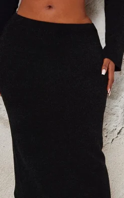Clearance PrettyLittleThing Plus Soft Textured Knit Maxi Skirt Black