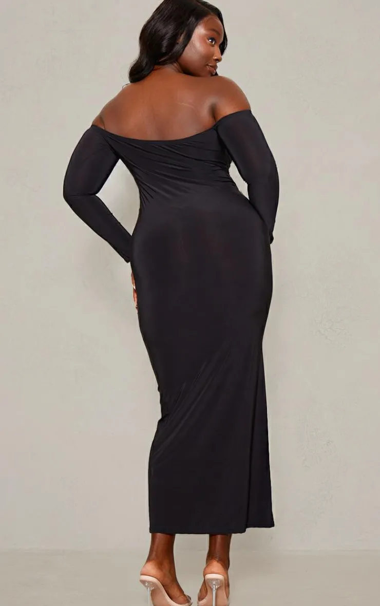 Plus Soft Touch Bardot Maxi Dress-PrettyLittleThing Hot