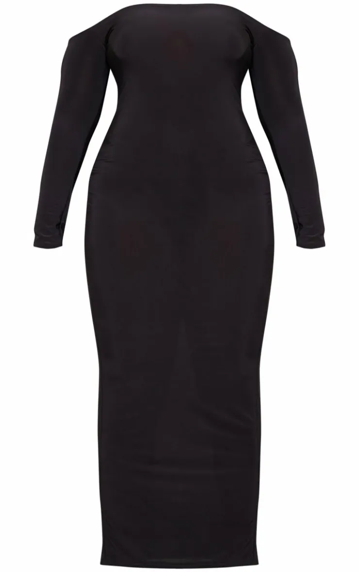 Plus Soft Touch Bardot Maxi Dress-PrettyLittleThing Hot