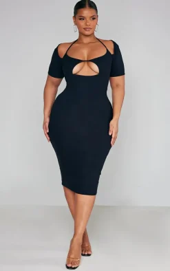 PrettyLittleThing Snatched*Plus Soft Touch Jersey Cut Out Bust Midi Dress