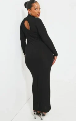 Plus Soft Touch Long Sleeve Cut Out Back Maxi Dress-PrettyLittleThing Sale