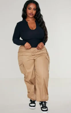 PrettyLittleThing Snatched*Plus Soft Touch V Neck Long Sleeve Top