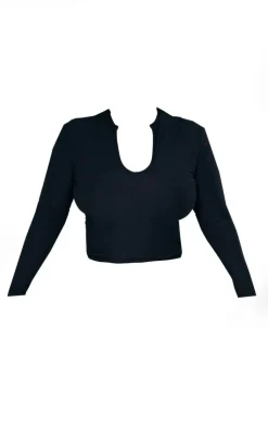 PrettyLittleThing Snatched*Plus Soft Touch V Neck Long Sleeve Top