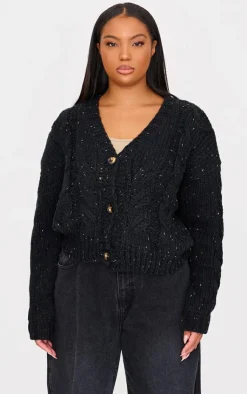 PrettyLittleThing Cardigans*Plus Space Dye Chunky Knit Cardigan