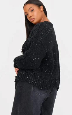 PrettyLittleThing Cardigans*Plus Space Dye Chunky Knit Cardigan