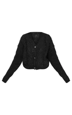 PrettyLittleThing Cardigans*Plus Space Dye Chunky Knit Cardigan