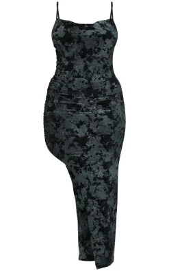Plus Strappy Ruched Devore Midi Dress-PrettyLittleThing New