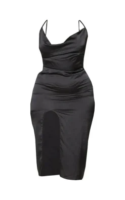 Plus Strappy Satin Cowl Midi Dress-PrettyLittleThing Clearance